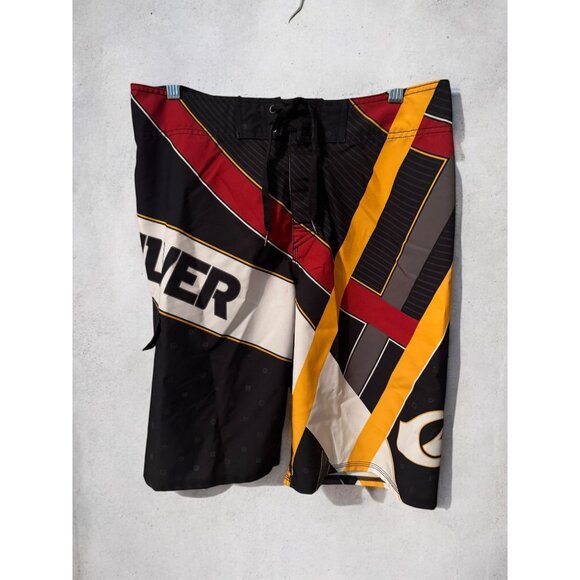 Quiksilver Mens Graphic Board Shorts Multicolor Red/Yellow/Black Swimwear - Picture 3 of 11